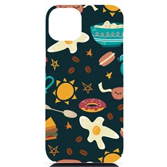 Seamless-pattern-with-breakfast-symbols-morning-coffee Iphone 14 Plus Black Uv Print Case by uniart180623