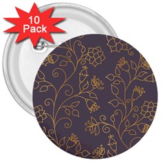 Seamless-pattern-gold-floral-ornament-dark-background-fashionable-textures-golden-luster 3  Buttons (10 Pack)  by uniart180623