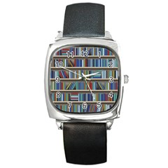 Bookshelf Square Metal Watch by uniart180623