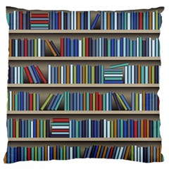 Bookshelf Large Premium Plush Fleece Cushion Case (two Sides) by uniart180623