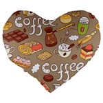 Vector-seamless-pattern-with-doodle-coffee-equipment Large 19  Premium Flano Heart Shape Cushions Back