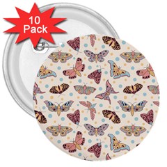 Pattern-with-butterflies-moths 3  Buttons (10 Pack)  by uniart180623