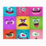 Monsters-emotions-scary-faces-masks-with-mouth-eyes-aliens-monsters-emoticon-set Small Glasses Cloth (2 Sides) Front