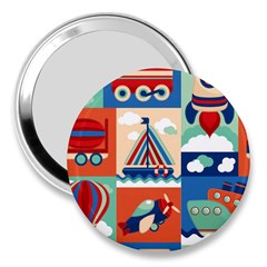 Toy-transport-cartoon-seamless-pattern-with-airplane-aerostat-sail-yacht-vector-illustration 3  Handbag Mirrors by uniart180623