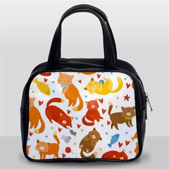 Seamless Pattern With Kittens White Background Classic Handbag (two Sides) by uniart180623