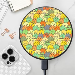 Seamless Pattern With Doodle Bunny Wireless Fast Charger(black) by uniart180623