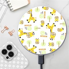 Vector-pattern-with-cute-giraffe-cartoon Wireless Fast Charger(white) by uniart180623