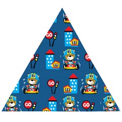 Racing-car-printing-set-cartoon-vector-pattern Wooden Puzzle Triangle by uniart180623