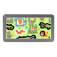 Seamless-pattern-with-wildlife-animals-cartoon Memory Card Reader (mini) by uniart180623