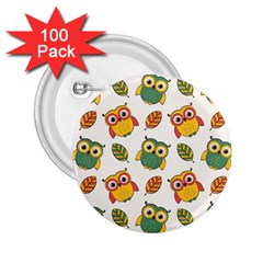 Background-with-owls-leaves-pattern 2 25  Buttons (100 Pack)  by uniart180623