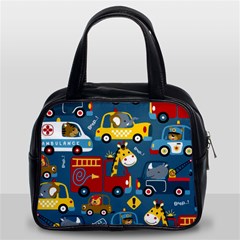 Seamless-pattern-vehicles-cartoon-with-funny-drivers Classic Handbag (two Sides) by uniart180623