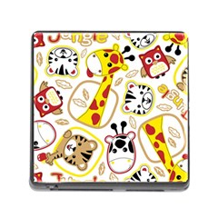 Vector-seamless-pattern-nice-animals-cartoon Memory Card Reader (square 5 Slot) by uniart180623