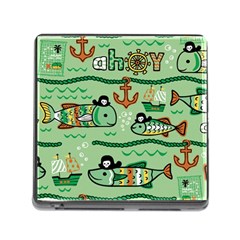 Seamless-pattern-fishes-pirates-cartoon Memory Card Reader (square 5 Slot) by uniart180623