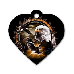 Eagle Dreamcatcher Art Bird Native American Dog Tag Heart (two Sides) by uniart180623