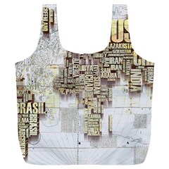 3d Typography World Map Full Print Recycle Bag (xxxl) by uniart180623