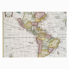 Vintage Map Of The Americas Large Glasses Cloth by uniart180623