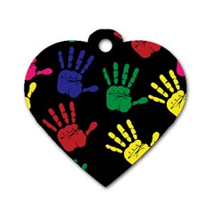 Handprints-hand-print-colourful Dog Tag Heart (two Sides) by uniart180623