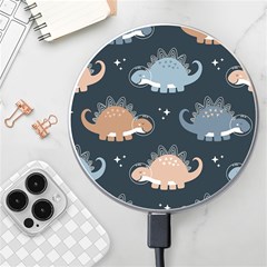 Dino Art Pattern Design Wallpaper Background Wireless Fast Charger(white) by uniart180623