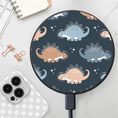 Dino Art Pattern Design Wallpaper Background Wireless Fast Charger(black) by uniart180623