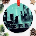 Buildings City Urban Destruction Background Ornament (Round) Front