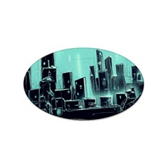 Buildings City Urban Destruction Background Sticker (oval) by uniart180623