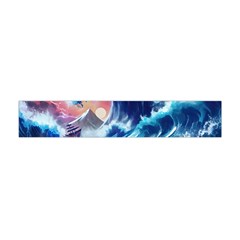 Storm Tsunami Waves Ocean Sea Nautical Nature Premium Plush Fleece Scarf (mini) by uniart180623