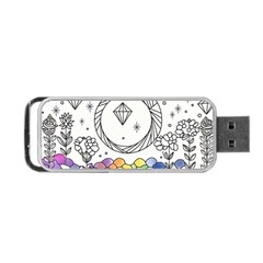 Rainbow Fun Cute Minimal Doodle Drawing Portable Usb Flash (two Sides) by uniart180623