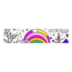 Rainbow Fun Cute Minimal Doodle Drawing Art Velvet Scrunchie by uniart180623