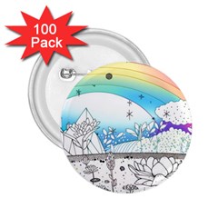 Rainbow Fun Cute Minimal Doodle Drawing Arts 2 25  Buttons (100 Pack)  by uniart180623