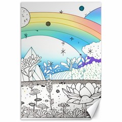 Rainbow Fun Cute Minimal Doodle Drawing Arts Canvas 12  X 18  by uniart180623