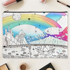 Rainbow Fun Cute Minimal Doodle Drawing Arts Cosmetic Bag (xxxl) by uniart180623