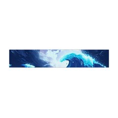 Waves Ocean Sea Tsunami Nautical Blue Premium Plush Fleece Scarf (mini) by uniart180623