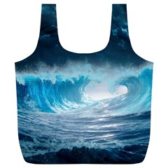 Thunderstorm Storm Tsunami Waves Ocean Sea Full Print Recycle Bag (xl) by uniart180623