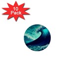 Ai Generated Waves Ocean Sea Tsunami Nautical Fantasy 1  Mini Buttons (10 pack)  Front