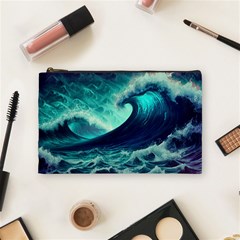 Ai Generated Waves Ocean Sea Tsunami Nautical Fantasy Cosmetic Bag (medium) by uniart180623