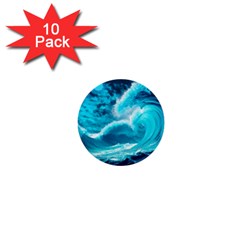 Ai Generated Waves Ocean Sea Tsunami Nautical Sea 1  Mini Buttons (10 Pack)  by uniart180623