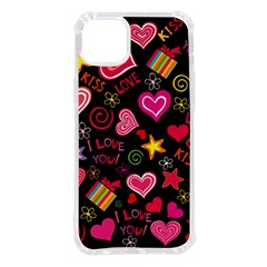 Multicolored Love Hearts Kiss Romantic Pattern Iphone 14 Plus Tpu Uv Print Case by uniart180623