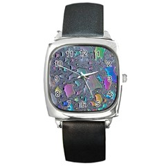 Glass Drops Rainbow Square Metal Watch by uniart180623