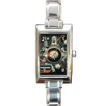 Technology Robot Internet Processor Rectangle Italian Charm Watch Front