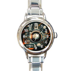 Technology Robot Internet Processor Round Italian Charm Watch by Ravend