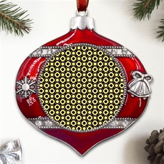  Mazipoodles Yellow Donuts Polka Dot Metal Snowflake And Bell Red Ornament by Mazipoodles