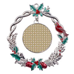 Mazipoodles Olive White Donuts Polka Dot Metal X mas Wreath Holly Leaf Ornament by Mazipoodles