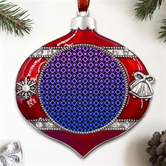 Mazipoodles Purple Pink Gradient Donuts Polka Dot Metal Snowflake And Bell Red Ornament by Mazipoodles