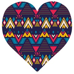 Pattern Colorful Aztec Wooden Puzzle Heart by Ravend