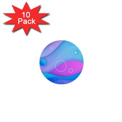 Colorful Blue Purple Wave 1  Mini Buttons (10 Pack)  by uniart180623