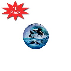 Orca Wave Water Underwater Sky 1  Mini Buttons (10 Pack)  by uniart180623