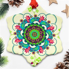 Mandala Flowers Abstract Butterflies Floral Pattern Summer Ornament (snowflake) by uniart180623