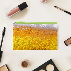 Texture Pattern Macro Glass Of Beer Foam White Yellow Bubble Cosmetic Bag (xs) by uniart180623