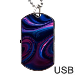 Purple Blue Swirl Abstract Dog Tag Usb Flash (two Sides) by uniart180623