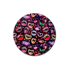 Funny Monster Mouths Rubber Round Coaster (4 Pack) by uniart180623